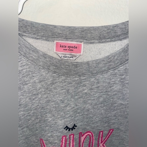 Kate spade wink wink grey and pink crewneck sweater - Picture 2 of 3